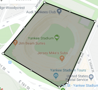 Polygon around Yankee Stadium